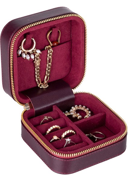 Kate Deri Mücevher Kutusu, Bordo Renk, Orta Boy fiyatları