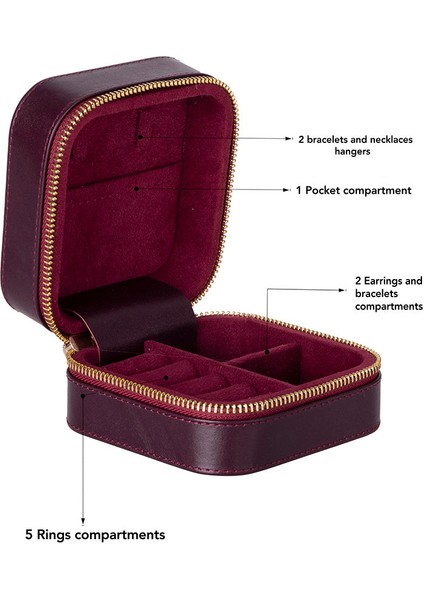 Kate Deri Mücevher Kutusu, Bordo Renk, Orta Boy indirimleri