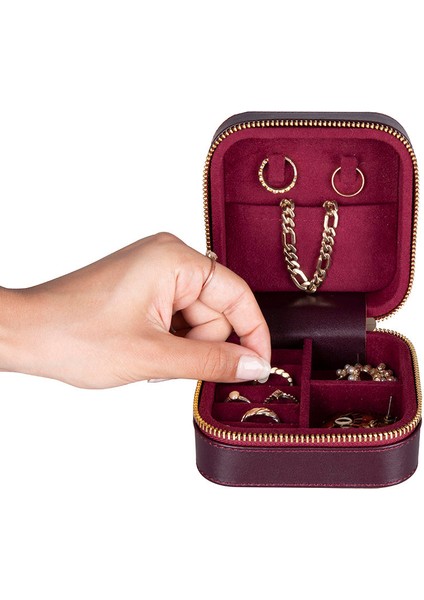 Kate Deri Mücevher Kutusu, Bordo Renk, Orta Boy