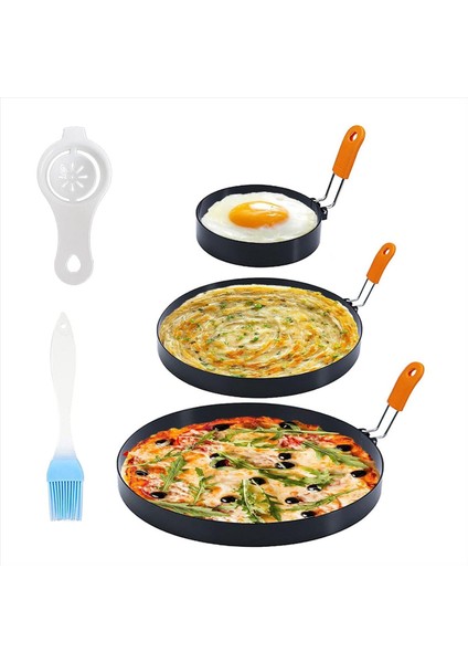 3 Paket Izgarada Kızartma Yumurta Halkası, 3,5 Inç Yumurta Halkası, 6 Inç Krep Kalıbı, 8 Inç Omlet Halkası Yapışmaz (Yurt Dışından)