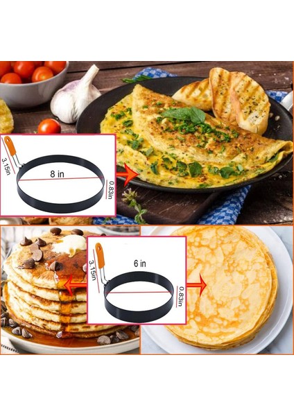 3 Paket Izgarada Kızartma Yumurta Halkası, 3,5 Inç Yumurta Halkası, 6 Inç Krep Kalıbı, 8 Inç Omlet Halkası Yapışmaz (Yurt Dışından) modelleri