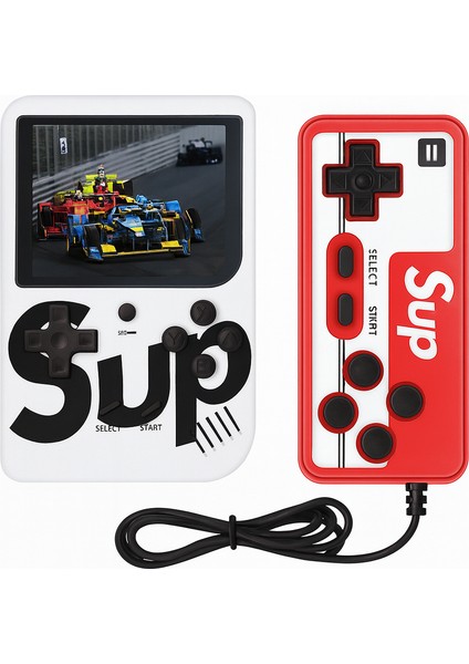 Retro El Konsolu – 400 Oyun, Tv Bağlantılı, 2 Kişilik, 3inç” Ekranlı Taşınabilir Mini Oyun Konsolu Beyaz
