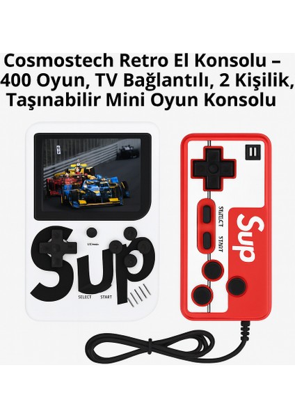 Retro El Konsolu – 400 Oyun, Tv Bağlantılı, 2 Kişilik, 3inç” Ekranlı Taşınabilir Mini Oyun Konsolu Beyaz modelleri