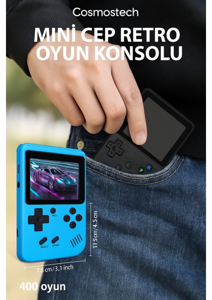 Retro El Konsolu – 400 Oyun, Tv Bağlantılı, 2 Kişilik, 3inç” Ekranlı Taşınabilir Mini Oyun Konsolu Beyaz indirimleri
