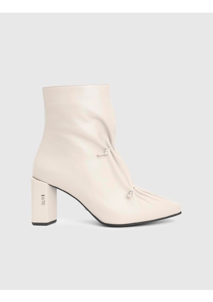 Moxy Hakiki Deri Krem Kadın Topuklu Bot modelleri