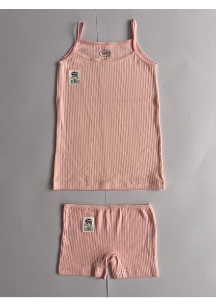 Kız Çocuk Atlet- Şort 3 Adet Atlet 3 Adet Şort Fitilli Ip Askılı Atlet - Şort Takım ( 6 PARÇA ) indirimleri
