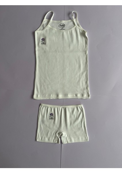Kız Çocuk Atlet- Şort 3 Adet Atlet 3 Adet Şort Fitilli Ip Askılı Atlet - Şort Takım ( 6 PARÇA ) modelleri