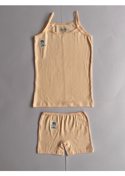 Kız Çocuk Atlet- Şort 3 Adet Atlet 3 Adet Şort Fitilli Ip Askılı Atlet - Şort Takım ( 6 PARÇA ) fırsatları