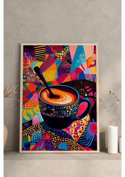 ☕ Renkli Soyut Kahve Temalı Ahşap Çerçeveli 3’lü Tablo Seti – Mdf Üzerine Uv Baskılı CRV1018 23 x 32 modelleri