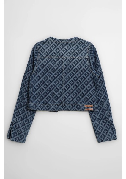 Kadın Modern Desenli Önü Açık Jean Ceket fırsatları