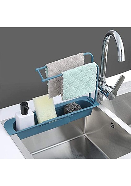 Santkuee Mutfak Geri Çekilebilir Lavabo Rafı, Ayarlanabilir Damlalıklı Tepsi, Sünger Sabunluk, Ovma Pedi Depolama Rafı Mavi (Yurt Dışından) fiyatları