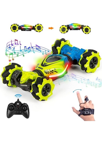 Liveasy Hareket Sensörlü 4WD 2.4 Ghz Rc Dublör Oyuncak Araba - Sarı - Mavi (Yurt Dışından)