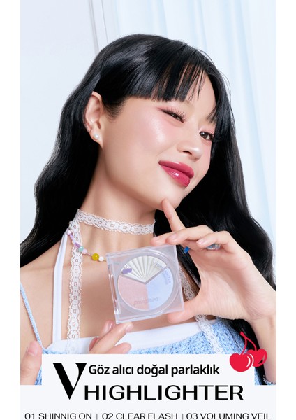 İnci Işıltıları İçeren Aydınlatıcı Paleti PERIPERA V Highlighter Ad (002 Clear Flash)