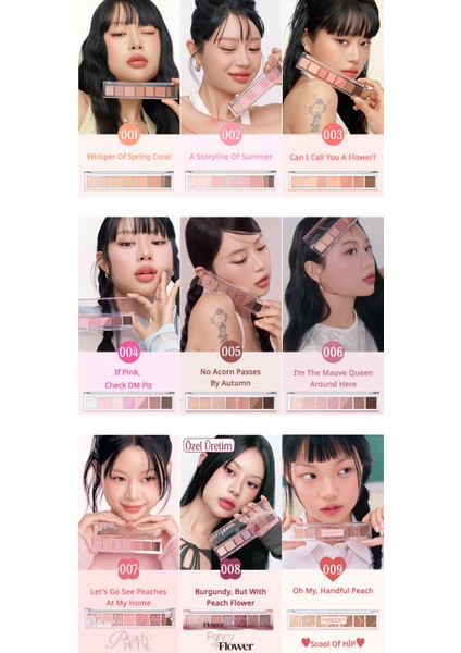 Pigmentli, 5 Farklı Dokulu Far Paleti PERIPERA All Take Mood Palette 004 If Pink Check Dm Plz