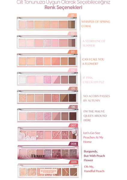 Pigmentli, 5 Farklı Dokulu Far Paleti PERIPERA All Take Mood Palette 004 If Pink Check Dm Plz