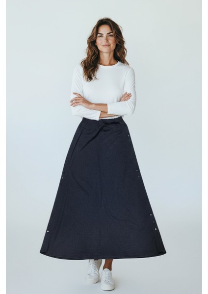 Kadın Beli Lastikli Yanlardan Divet Detaylı Kalın Kışlık Etek fiyatları