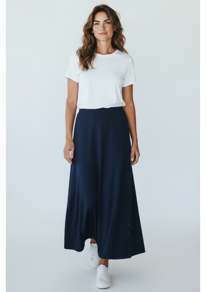 Kadın Beli Lastikli Yanlardan Divet Detaylı Kalın Kışlık Etek modelleri