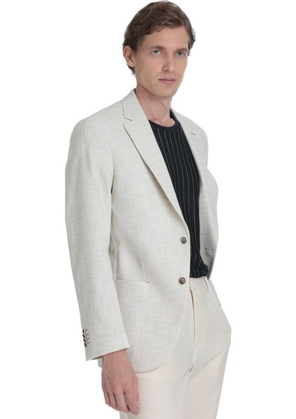 Bej Slim Fit Mono Yaka Casual Ceket