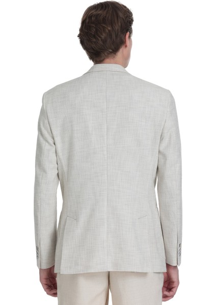 Bej Slim Fit Mono Yaka Casual Ceket