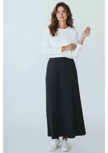 Kadın Beli Lastikli Yanlardan Divet Detaylı Kalın Kışlık Etek fiyatları