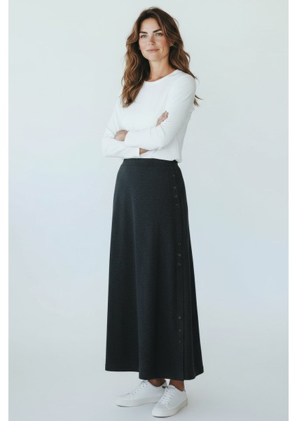Kadın Beli Lastikli Yanlardan Divet Detaylı Kalın Kışlık Etek indirimleri