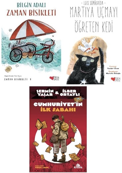 Zaman Bisikleti + Martiya Ucmayi Ogreten Kedi + Cumhuriyetin Ilk Sabahi=(3kitap)