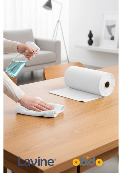 (20'li Rulo) Lavine Çok Amaçlı %100 Mikrofiber Temizlik Bezi "beyaz" 25x32 Büyük Ebat Kopart Kullan