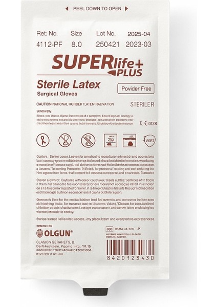 Plus Steril Lateks Pudrasız Cerrahi Eldiven (Boyut 8.0) 1 Çift