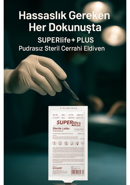 Plus Steril Lateks Pudrasız Cerrahi Eldiven (Boyut 8.0) 1 Çift fiyatları