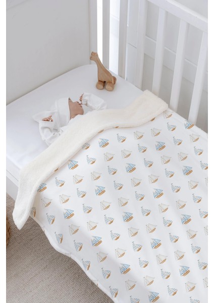 Peluş Çift Yüz Battaniye - Pureline Series - Sail Boats