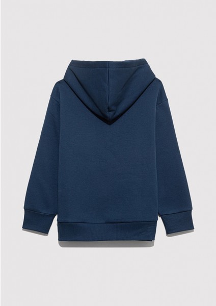 6610110-70720 Mavi Logo Baskılı Lacivert Kapüşonlu Sweatshirt fırsatları