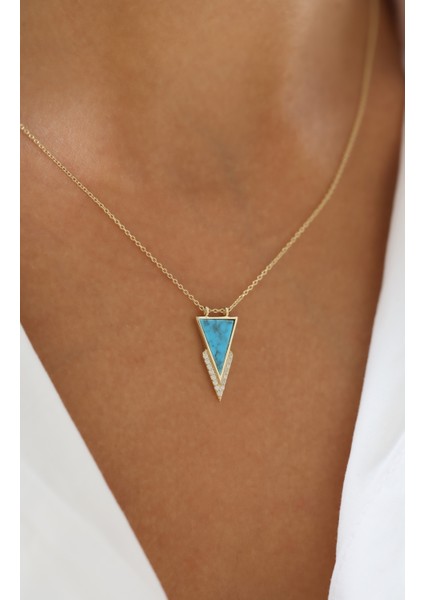 Vintage Ilhamlı Turkuaz Taşlı 14 Ayar Altın Kolye fiyatları