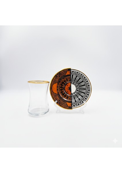 Modern Osmanlı Motifli Heybeli 6 Kişilik Çay Bardağı Seti fırsatları