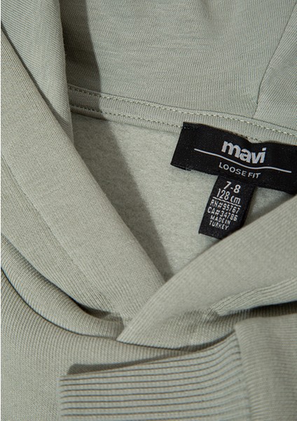 6610110-70155 Mavi Logo Baskılı Kapüşonlu Yeşil Sweatshirt indirimleri