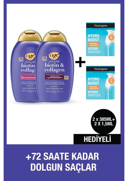 Biotin Kolajen Şampuan + Saç Bakım Kremi + SPF 50 Hediye