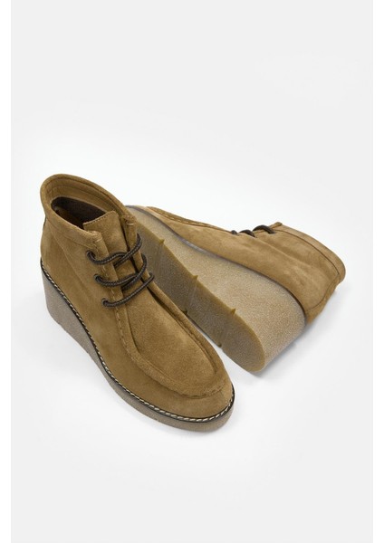 Marry Sigaro Süet Hakiki Deri Dolgu Topuk Bot