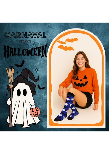 6\'lı Halloween Cadılar Bayramı Desenli Unisex Kutulu Çorap Seti fırsatları