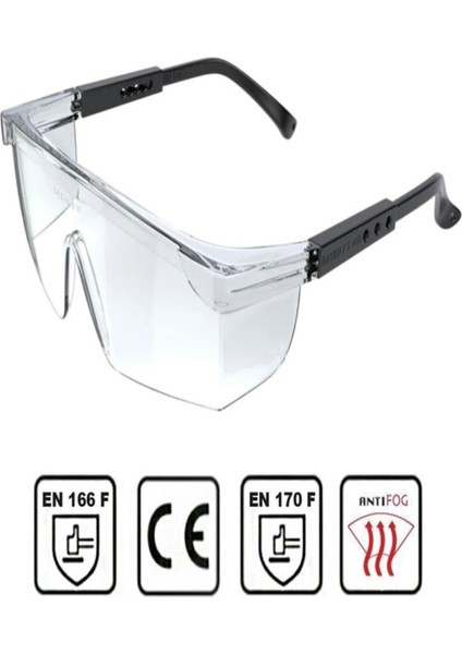 Iş Güvenlik Güvenliği Gözlüğü Antifog Buğulanmaz Çapak Laboratuvar Koruyucu Gözlük S400 Şeffaf