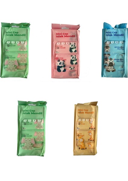 Alkolsüz Bitki Özlü Mini Islak Cep Mendili - 8'li 40 Paket