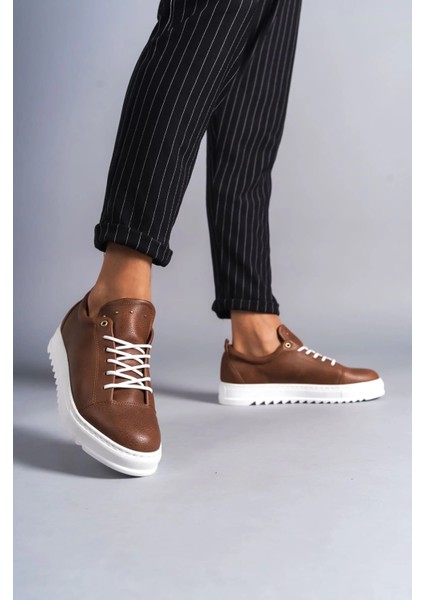 SLW152 Cool Bağcıklı Cilt Erkek Günlük Spor Klasik Ayakkabı Cbt - Taba