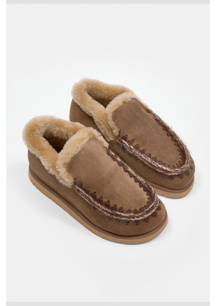 Yumi Kahve Süet Hakiki Deri Kürklü Kadın Bot indirimleri