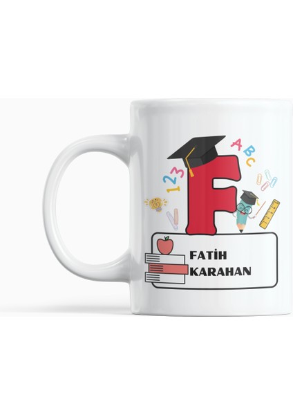 F Harfi ile Başlayan Öğretmenler Için Özel Tasarım Hediyelik Baskılı Kupa Bardak