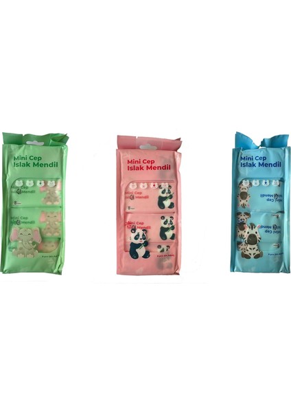 Alkolsüz Bitki Özlü Mini Islak Cep Mendili - 8'li 24 Paket