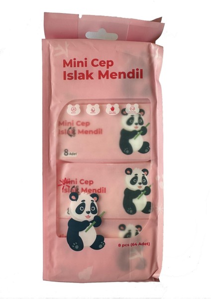 Alkolsüz Bitki Özlü Mini Islak Cep Mendili - 8'li 24 Paket fırsatları
