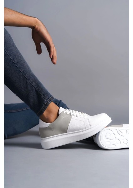 SLW151 Boost Bağcıklı Cilt Süet Erkek Günlük Sneaker Ayakkabı Csbt - Beyaz/gri modelleri