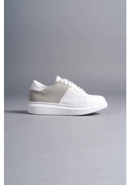 SLW151 Boost Bağcıklı Cilt Süet Erkek Günlük Sneaker Ayakkabı Csbt - Beyaz/gri fırsatları