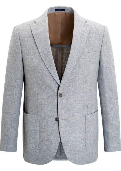 Gri Slim Fit Mono Yaka Yünlü Ceket