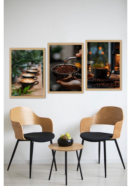 ☕ Doğal Kahve Anları – 3’lü Mdf Uv Baskılı Tablo Seti (3 Ebat Seçeneği) CRVS1024 13 x 17 modelleri
