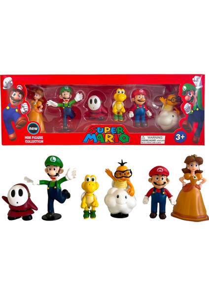 Süper Mario Luigi Prenses Figür Seti Maryo 6'lı