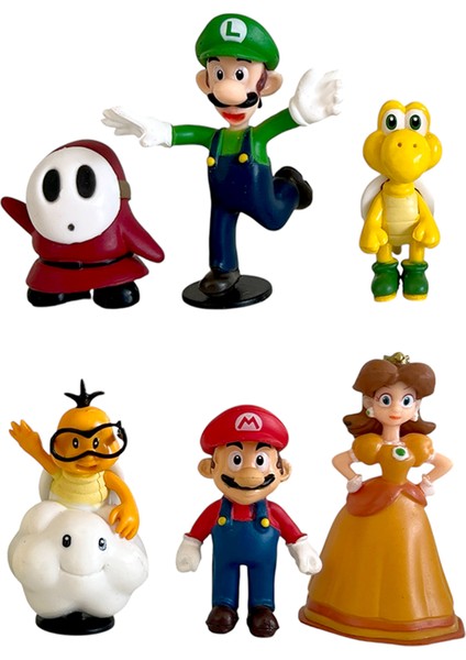 Süper Mario Luigi Prenses Figür Seti Maryo 6'lı modelleri